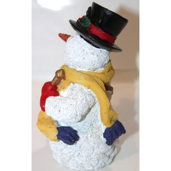 Vintage Resin Snowman Drum Top Hat 6” Holiday Winter Mantle Tabletop Decor Fig - Picture 4 of 6